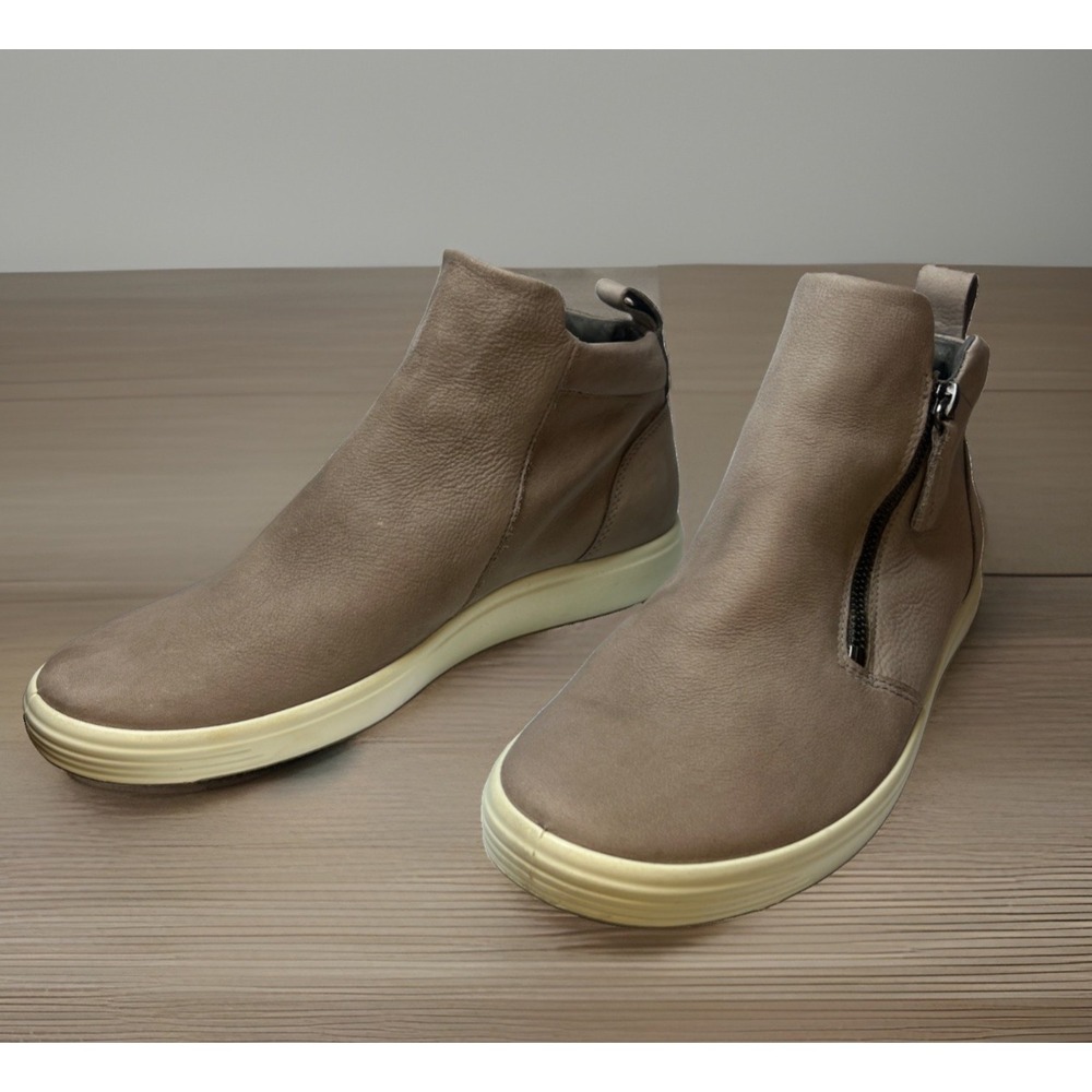 ECCO Soft 7 Womens 40 9 Nubuck Leather Zip Ankle Boots Grey Comfort Minimalist - Picture 3 of 11